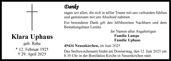 Anzeige von Klara Uphaus von OM-Medien