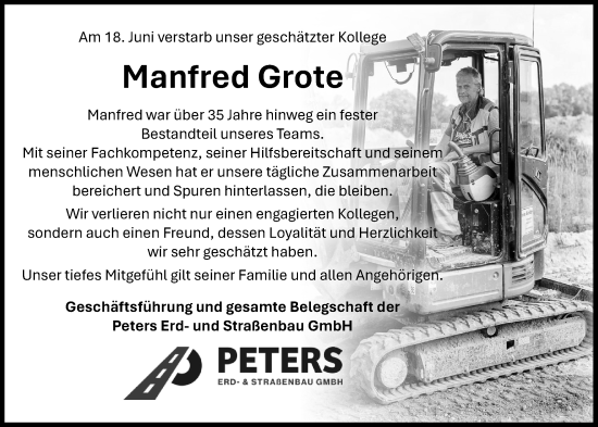 Anzeige von Manfred Grote von OM-Medien