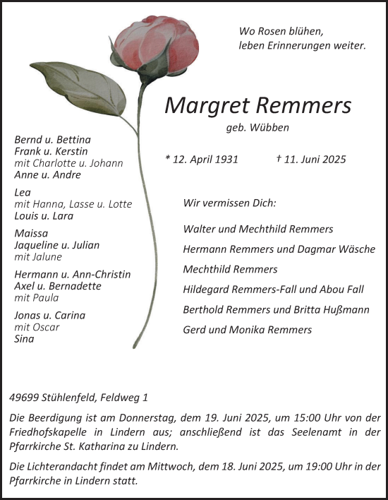 Anzeige von Margret Remmers von OM-Medien