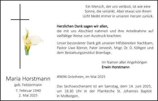 Anzeige von Maria Horstmann von OM-Medien