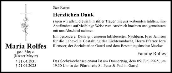 Anzeige von Maria Rolfes von OM-Medien