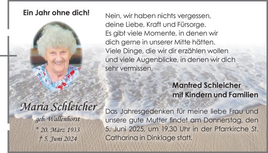 Anzeige von Maria Schleicher von OM-Medien