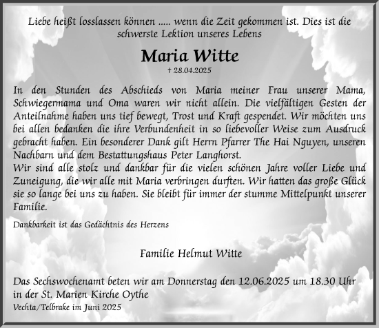 Anzeige von Maria Witte von OM-Medien