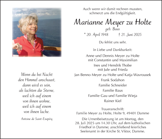 Anzeige von Marianne Meyer zu Holte von OM-Medien