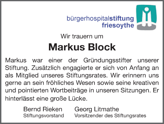 Anzeige von Markus Block von OM-Medien