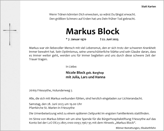 Anzeige von Markus Block von OM-Medien