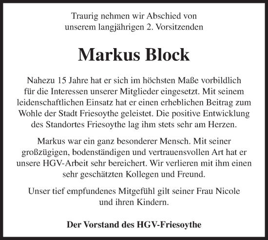 Anzeige von Markus Block von OM-Medien