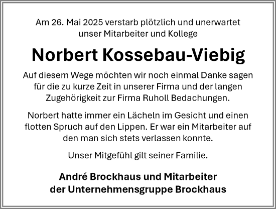Anzeige von Norbert Kossebau-Viebig von OM-Medien