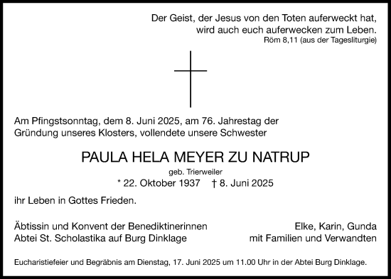Anzeige von Paula Hela Meyer zu Natrup von OM-Medien