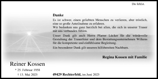 Anzeige von Reiner Kossen von OM-Medien