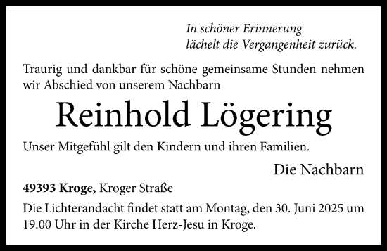 Anzeige von Reinhold Lögering von OM-Medien
