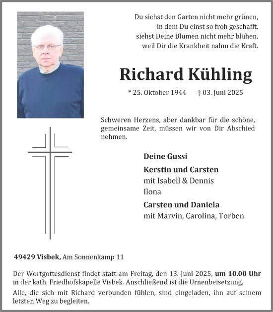 Anzeige von Richard Kühling von OM-Medien