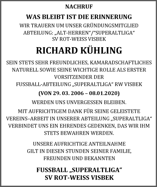 Anzeige von Richard Kühling von OM-Medien