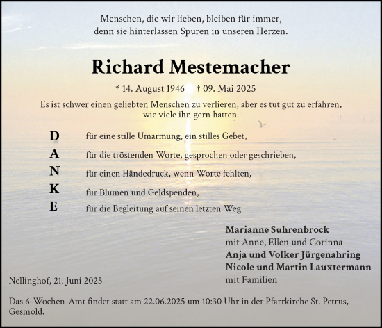 Anzeige von Richard Mestemacher von OM-Medien