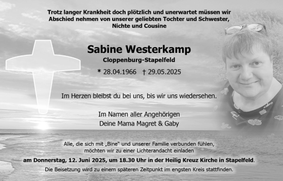 Anzeige von Sabine Westerkamp von OM-Medien