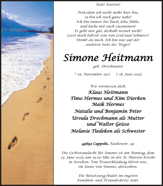 Anzeige von Simone Heitmann von OM-Medien