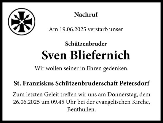 Anzeige von Sven Bliefernich von OM-Medien