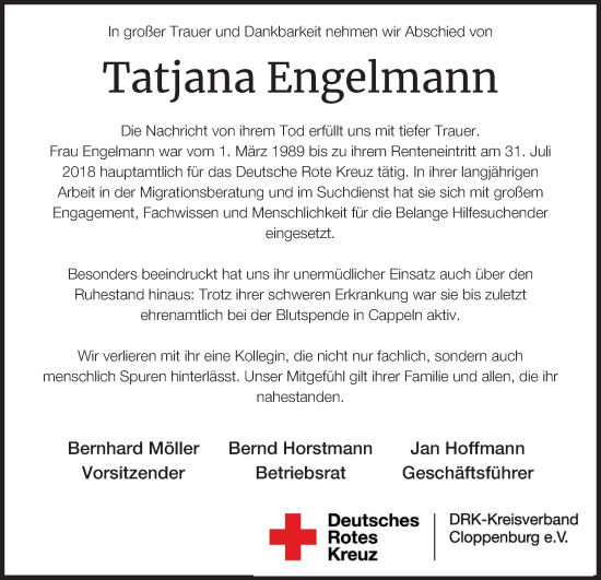 Anzeige von Tatjana Engelmann von OM-Medien