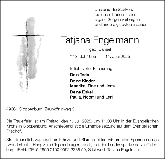 Anzeige von Tatjana Engelmann von OM-Medien