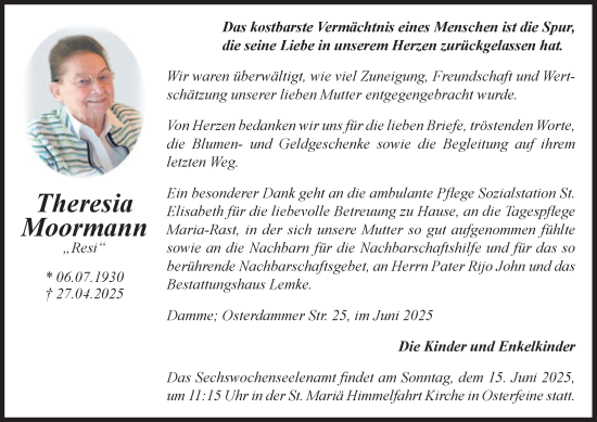 Anzeige von Theresia Moormann von OM-Medien