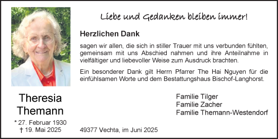 Anzeige von Theresia Themann von OM-Medien