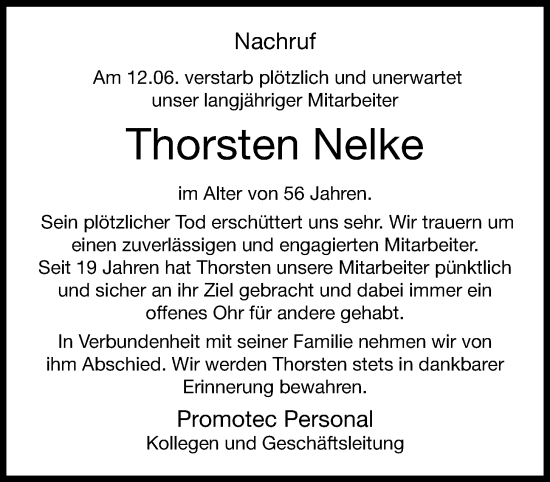 Anzeige von Thorsten Nelke von OM-Medien