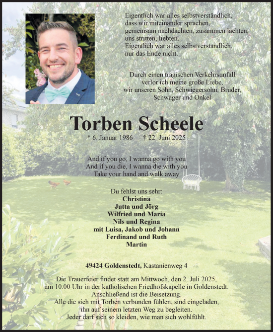 Anzeige von Torben Scheele von OM-Medien