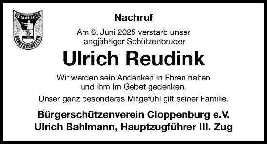 Anzeige von Ulrich Reudink von OM-Medien