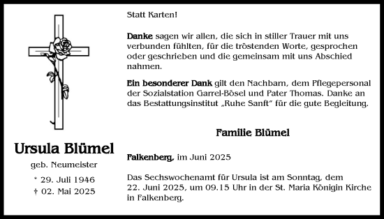 Anzeige von Ursula Blümel von OM-Medien