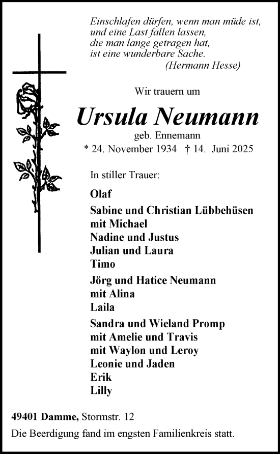 Anzeige von Ursula Neumann von OM-Medien