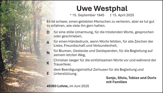 Anzeige von Uwe Westphal von OM-Medien