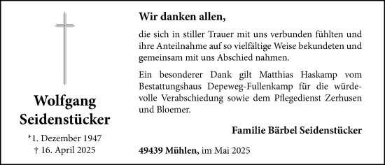 Anzeige von Wolfgang Seidenstücker von OM-Medien