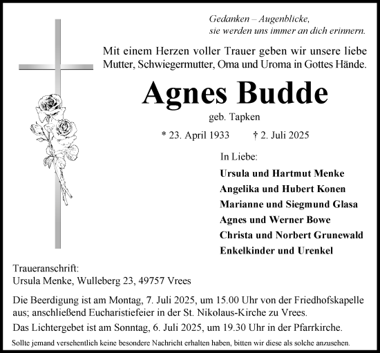 Anzeige von Agnes Budde von OM-Medien