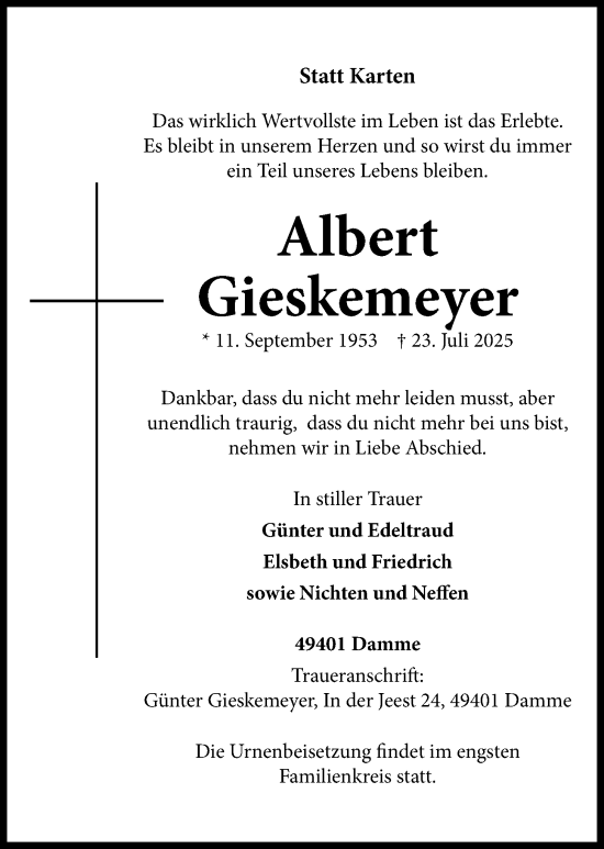 Anzeige von Albert Gieskemeyer von OM-Medien