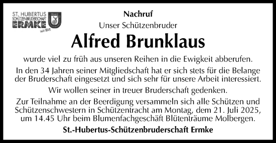Anzeige von Alfred Brunklaus von OM-Medien