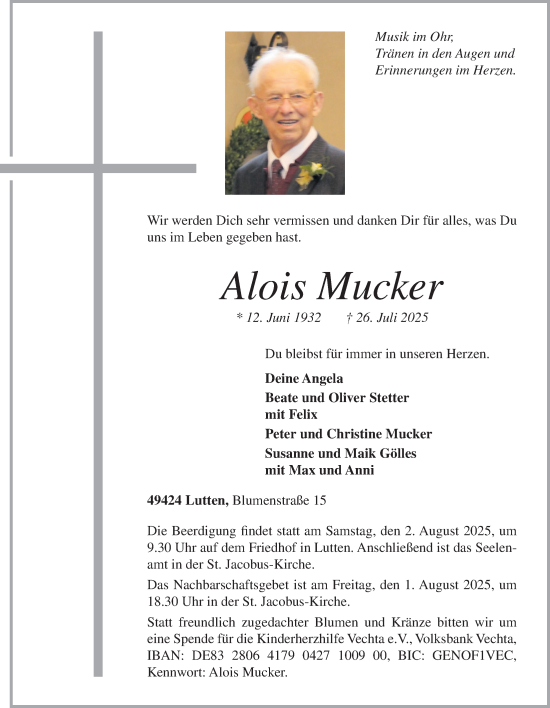 Anzeige von Alois Mucker von OM-Medien