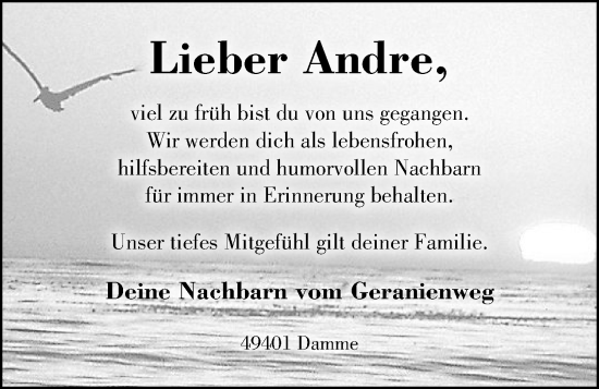 Anzeige von Andre Düvel von OM-Medien