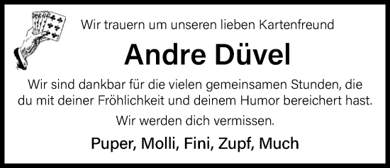 Anzeige von Andre Düvel von OM-Medien