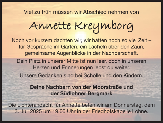 Anzeige von Annette Kreymborg von OM-Medien