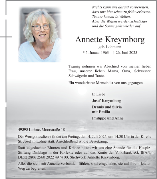Anzeige von Annette Kreymborg von OM-Medien