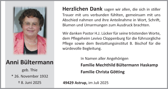 Anzeige von Anni Bültermann von OM-Medien