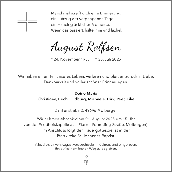Anzeige von August Rolfsen von OM-Medien