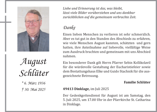 Anzeige von August Schlüter von OM-Medien