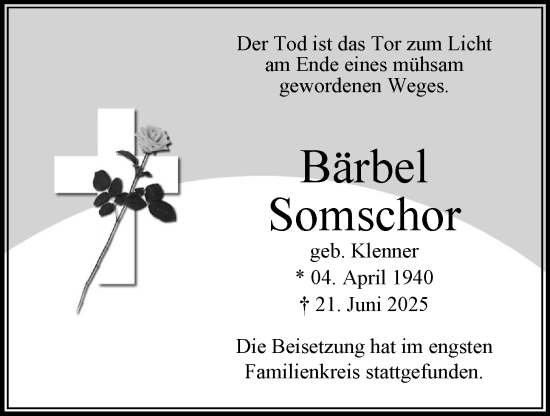 Anzeige von Bärbel Somschor von OM-Medien