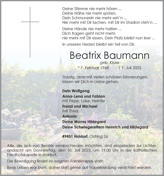 Anzeige von Beatrix Baumann von OM-Medien