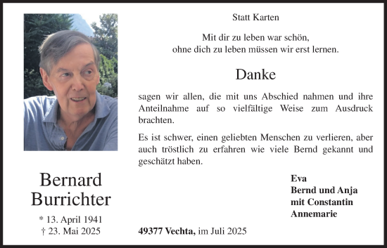 Anzeige von Bernard Burrichter von OM-Medien