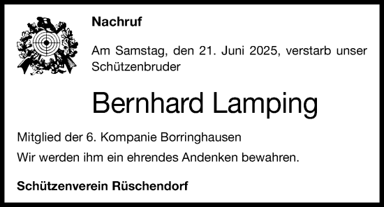 Anzeige von Bernhard Lamping von OM-Medien
