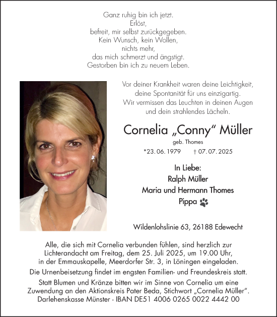 Anzeige von Cornelia Müller von OM-Medien