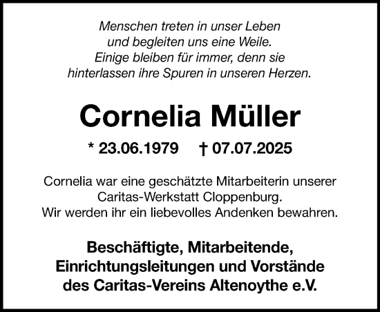 Anzeige von Cornelia Müller von OM-Medien