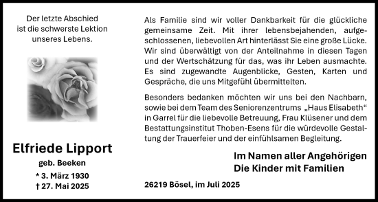 Anzeige von Elfriede Lipport von OM-Medien